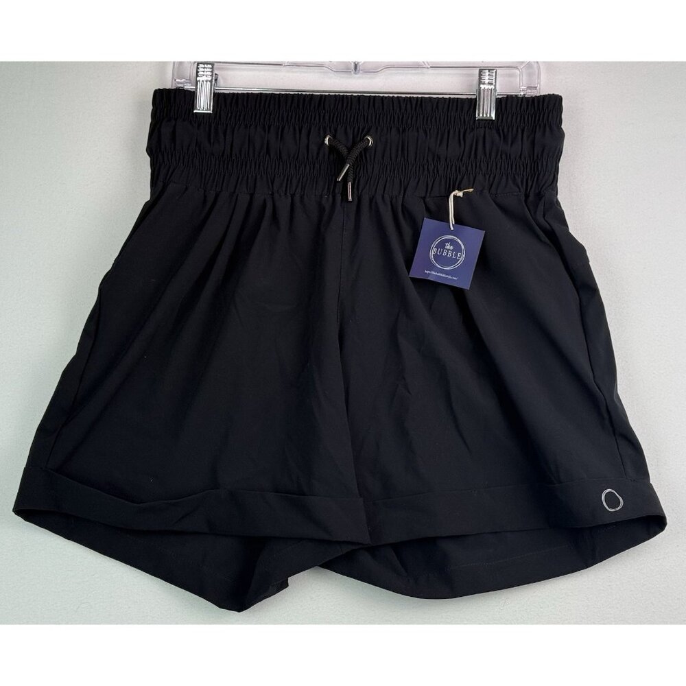 THE BUBBLE Black Pull-On Shorts Wide Waistband Drawstring Cuffed‎ NWT Siz XL